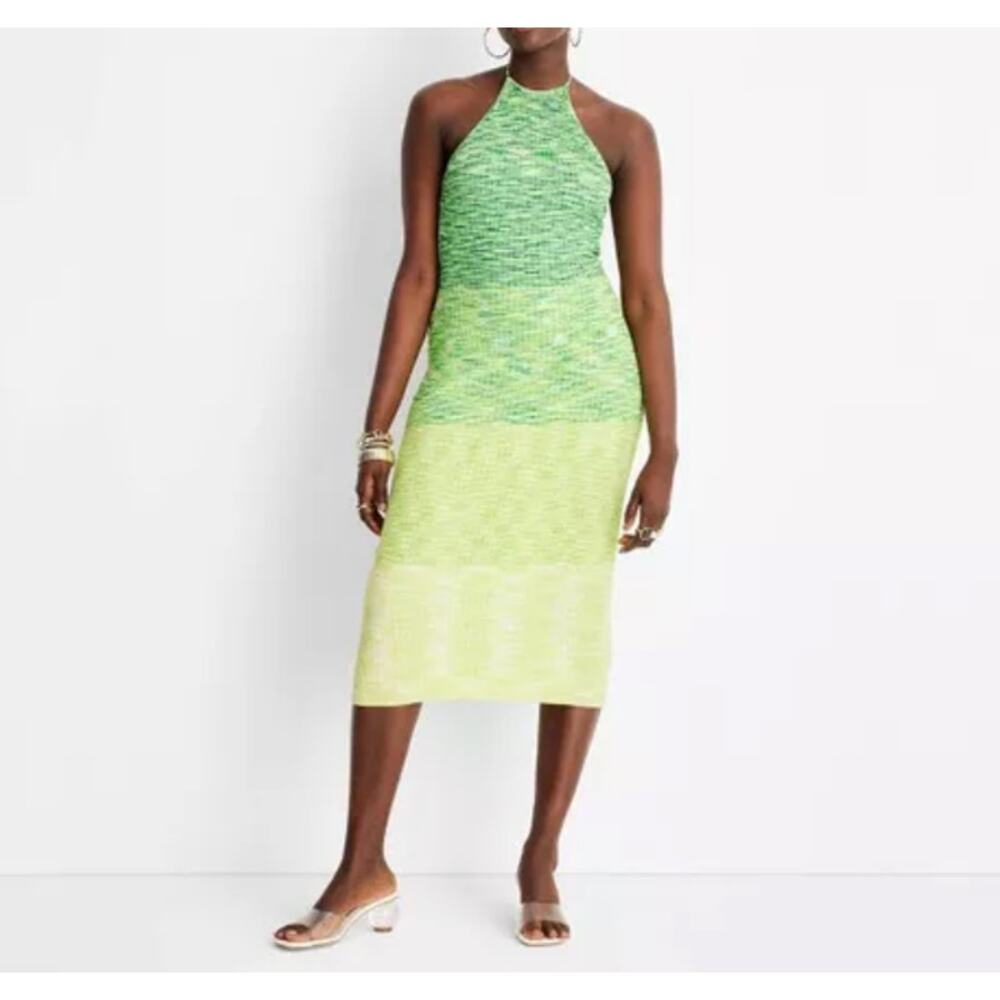 Future Collective Alani Noelle Green Open Back Dress Size L - Picture 1 of 3